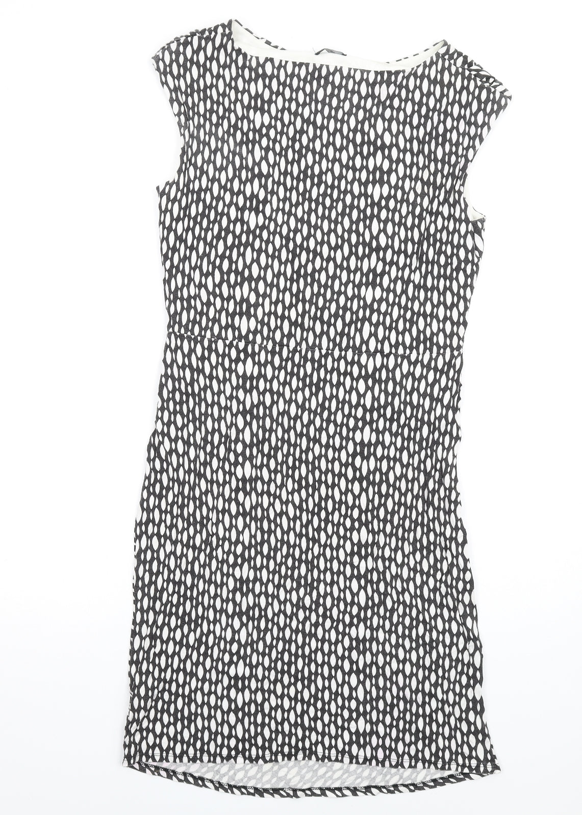 M&Co Womens Black Geometric Viscose Mini Size 16 Roll Neck Pullover