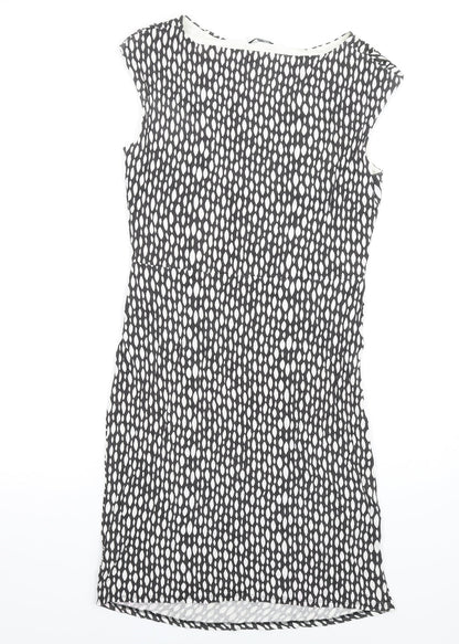 M&Co Womens Black Geometric Viscose Mini Size 16 Roll Neck Pullover