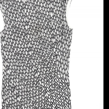 M&Co Womens Black Geometric Viscose Mini Size 16 Roll Neck Pullover