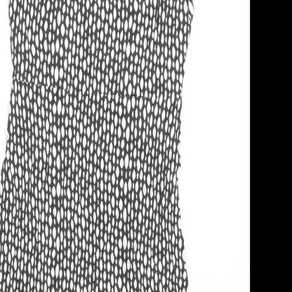 M&Co Womens Black Geometric Viscose Mini Size 16 Roll Neck Pullover