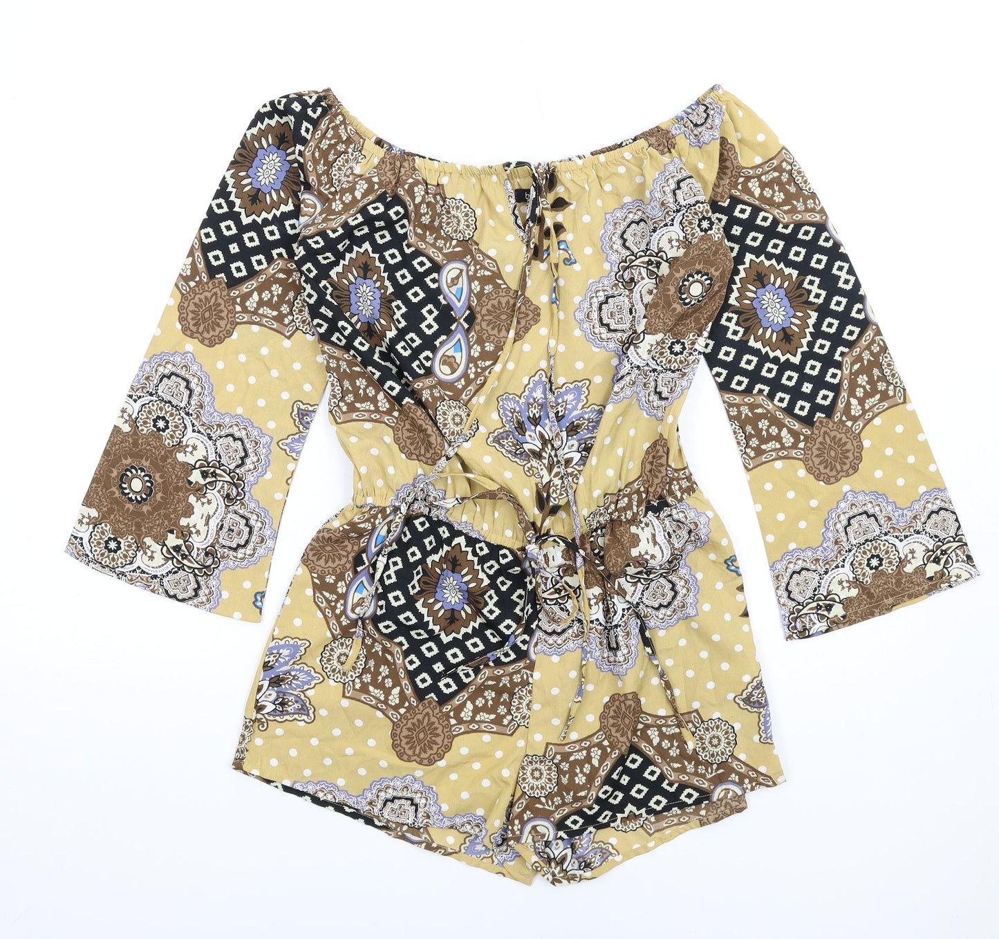 Boohoo Womens Multicoloured Geometric Polyester Playsuit One-Piece Size 8 Pullover