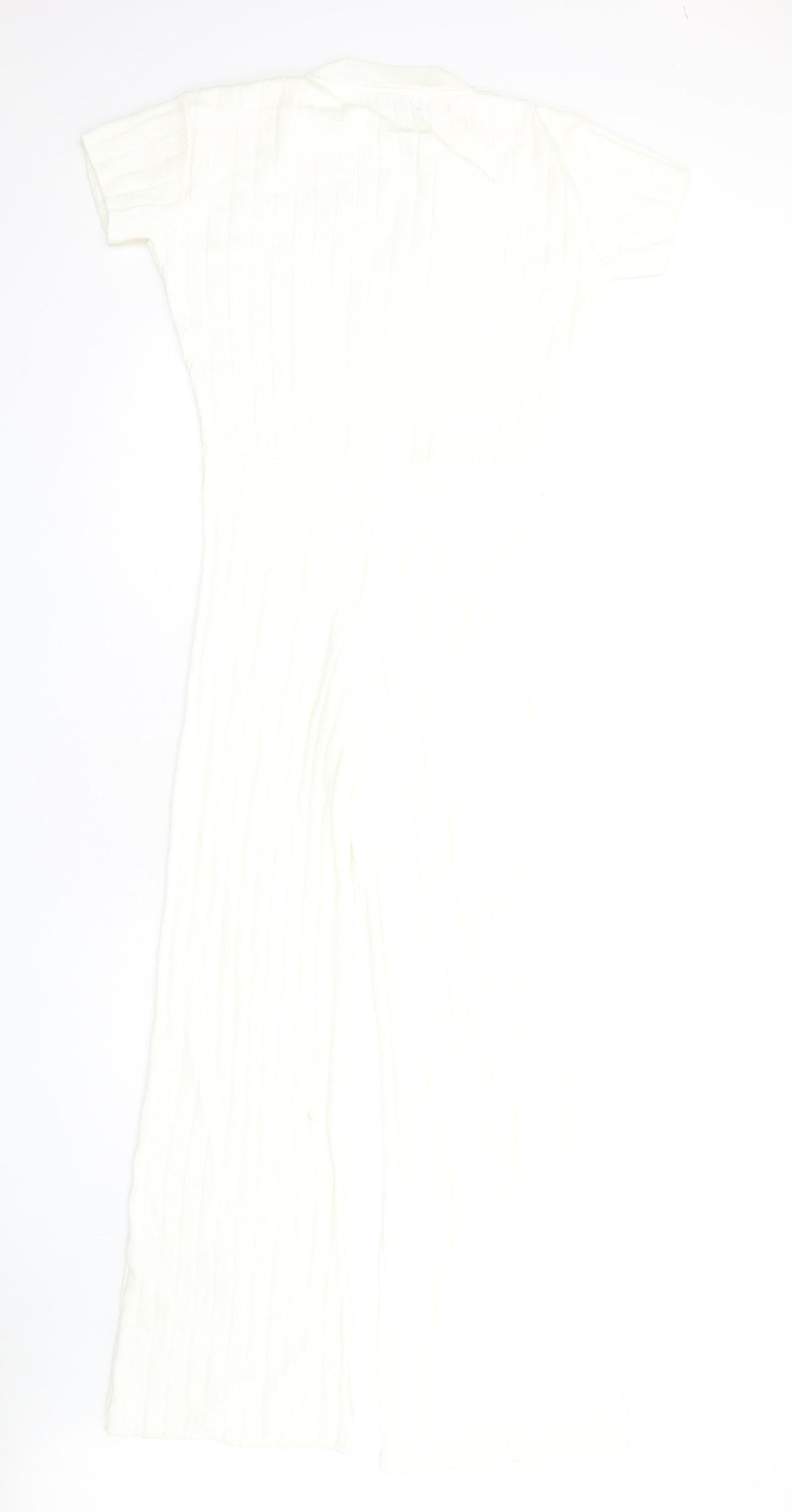 PRETTYLITTLETHING Womens Ivory Acrylic Jumpsuit One-Piece Size S L30 in Pullover