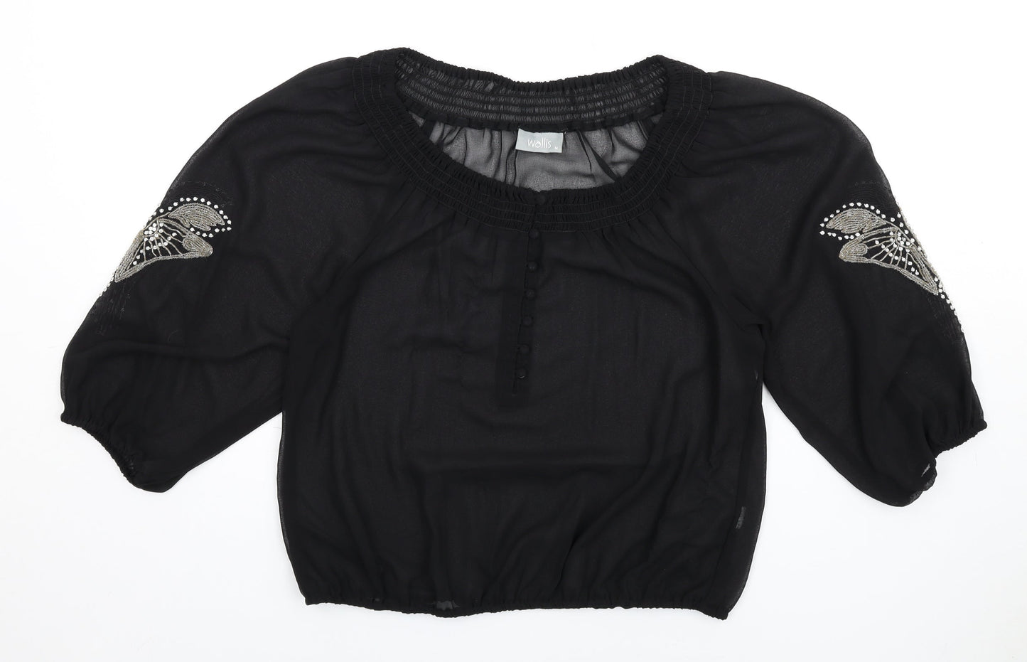 Womens UK Size M Wallis Black Basic Blouse