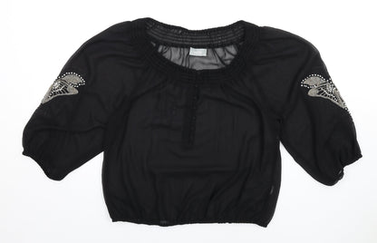 Womens UK Size M Wallis Black Basic Blouse