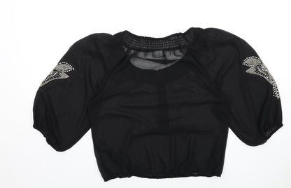 Womens UK Size M Wallis Black Basic Blouse