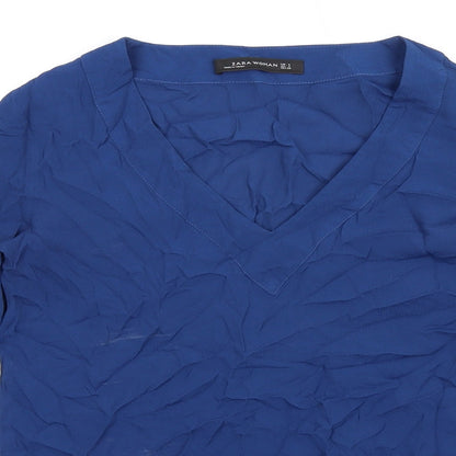 Womens UK Size S Zara Blue Basic T-Shirt