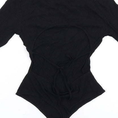 Lelis Womens Black Vinyl Bodysuit One-Piece Size S Snap
