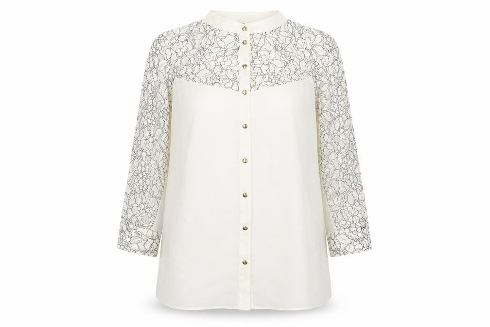 Womens UK Size 12 Warehouse Ivory Basic Button-Up