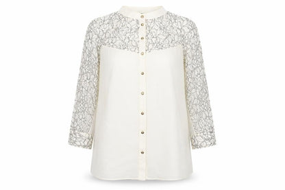 Womens UK Size 12 Warehouse Ivory Basic Button-Up