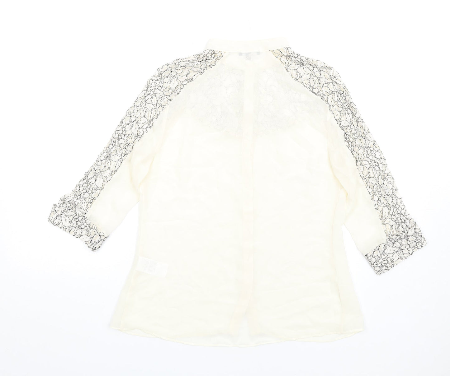 Womens UK Size 12 Warehouse Ivory Basic Button-Up