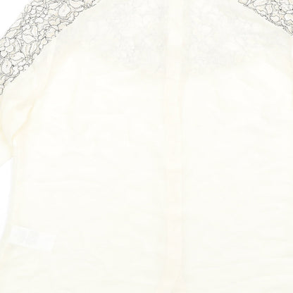 Womens UK Size 12 Warehouse Ivory Basic Button-Up