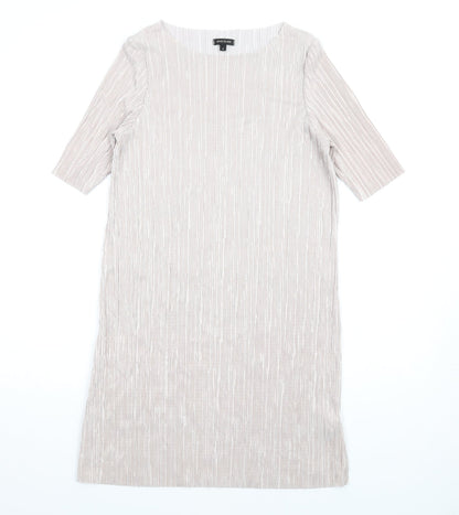 River Island Womens Beige Polyester T-Shirt Dress Size 8 Round Neck Pullover