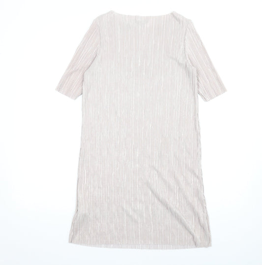 River Island Womens Beige Polyester T-Shirt Dress Size 8 Round Neck Pullover