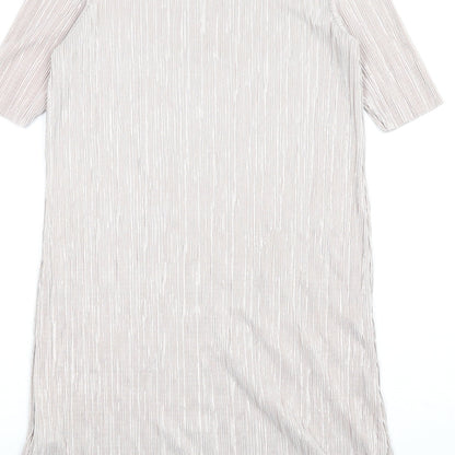 River Island Womens Beige Polyester T-Shirt Dress Size 8 Round Neck Pullover