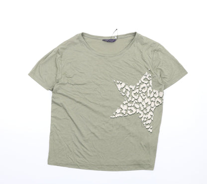 Womens UK Size 8 Marks and Spencer Green Basic T-Shirt