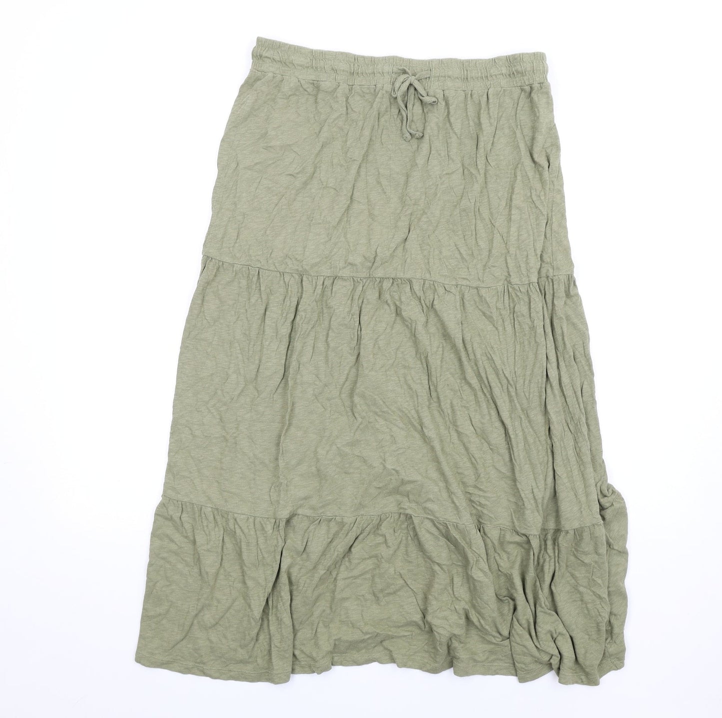 Marks and Spencer Womens Green Cotton A-Line Skirt Size 12