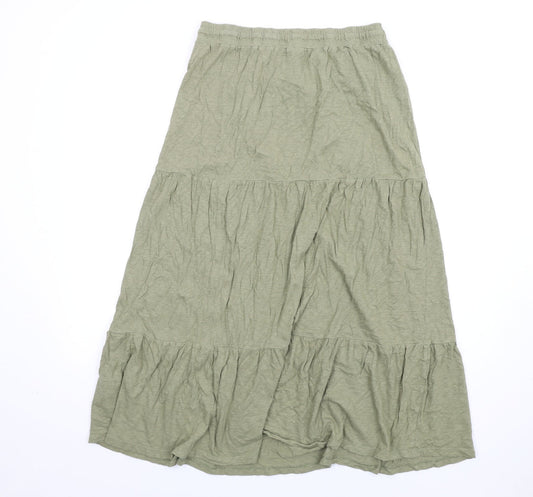 Marks and Spencer Womens Green Cotton A-Line Skirt Size 12