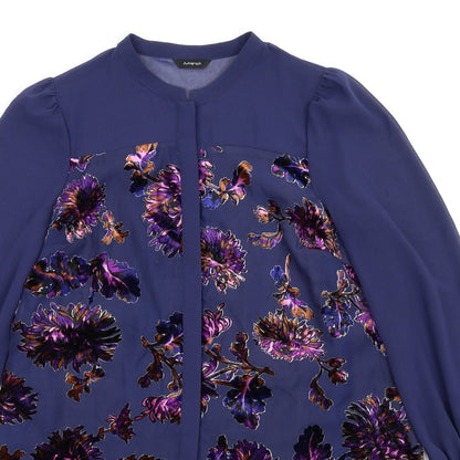 Autograph Womens Blue Floral Viscose Shirt Dress Size 14 Round Neck Button