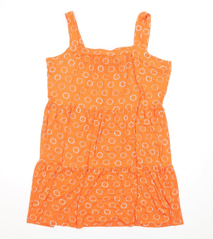 NEXT Womens Orange Geometric Viscose Trapeze & Swing Size 18 Square Neck Pullover