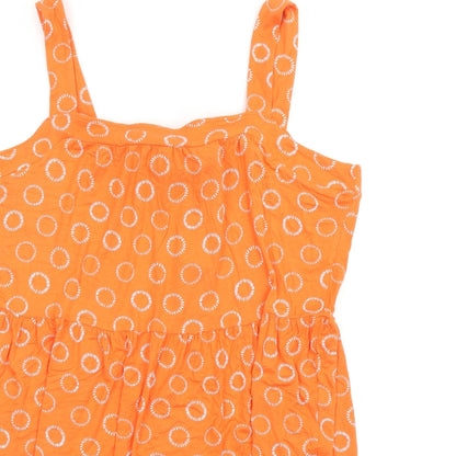 NEXT Womens Orange Geometric Viscose Trapeze & Swing Size 18 Square Neck Pullover