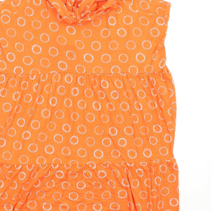 NEXT Womens Orange Geometric Viscose Trapeze & Swing Size 18 Square Neck Pullover