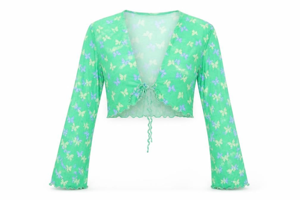 Womens UK Size S H&M Green Cropped T-Shirt