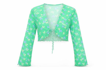 Womens UK Size S H&M Green Cropped T-Shirt