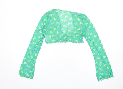 Womens UK Size S H&M Green Cropped T-Shirt