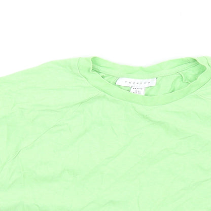Topshop Womens Green Cotton Cropped T-Shirt Size 6 Round Neck