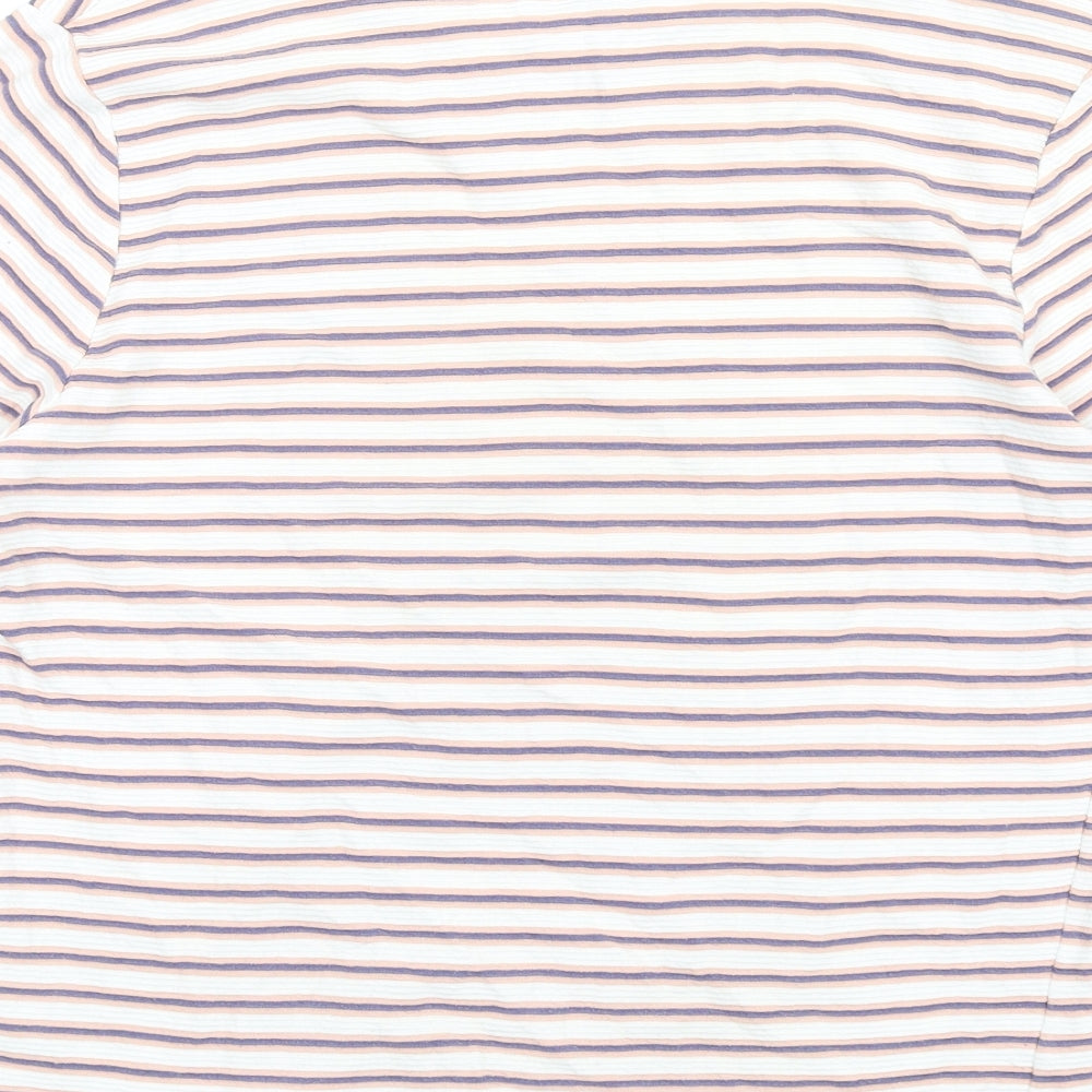 River Island Mens Multicoloured Striped Cotton T-Shirt Size M Round Neck