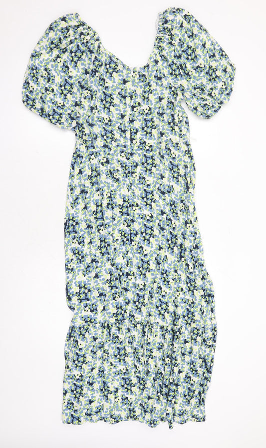 Marks and Spencer Womens Multicoloured Floral Viscose Maxi Size 10 V-Neck Zip