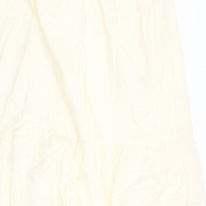 Marks and Spencer Womens Ivory Cotton Peasant Skirt Size 24 - Elasticated Waist Broderie Anglaise