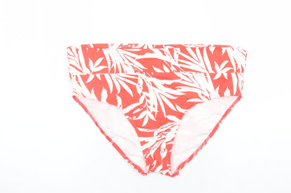 Marks and Spencer Womens Red Geometric Polyamide Swim Bottom Size 18 - Leaves Print