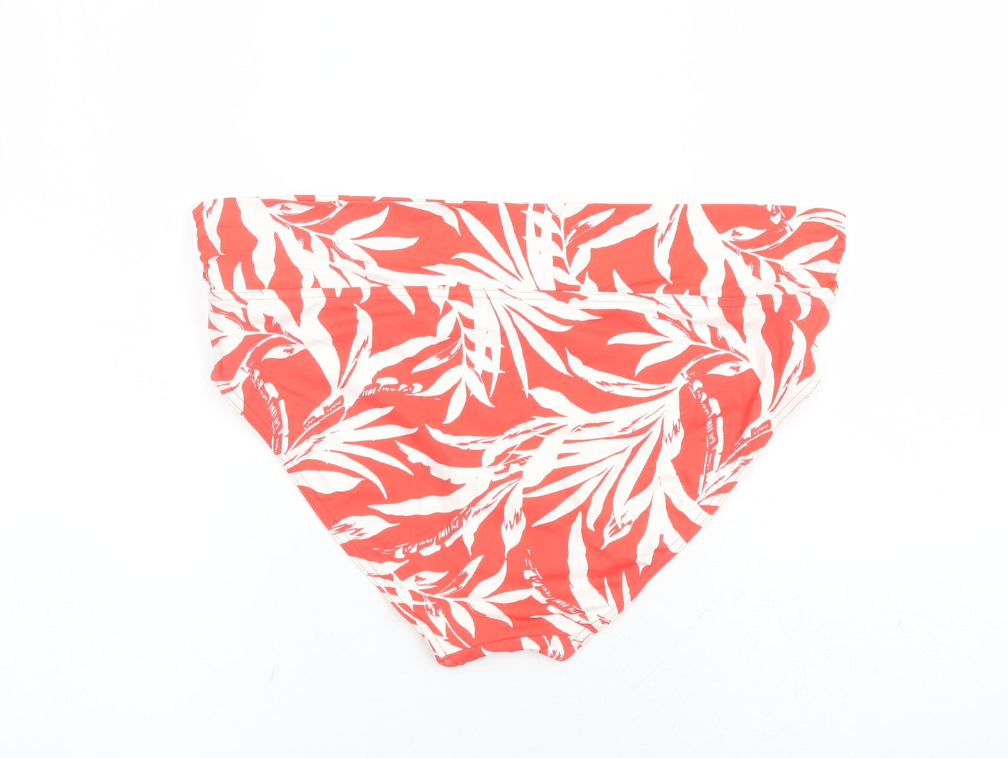 Marks and Spencer Womens Red Geometric Polyamide Swim Bottom Size 18 - Leaves Print