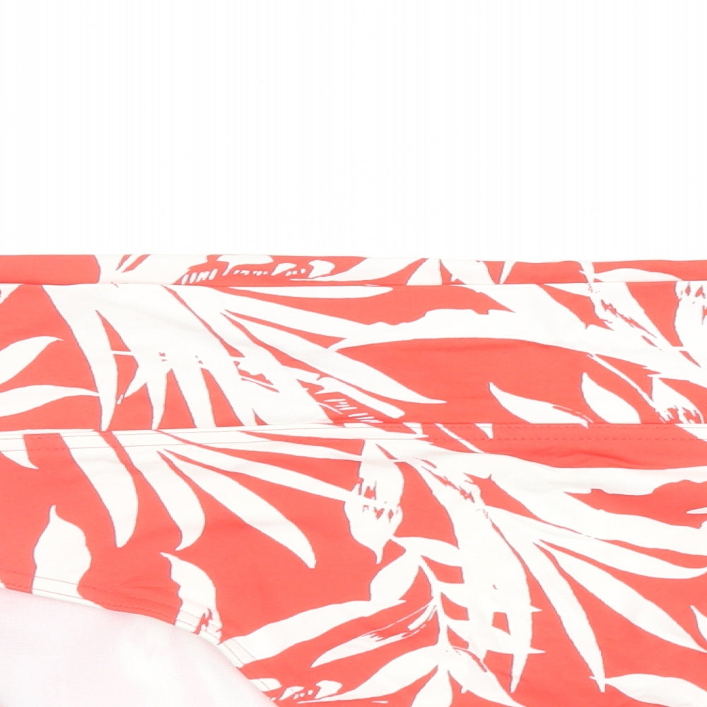 Marks and Spencer Womens Red Geometric Polyamide Swim Bottom Size 18 - Leaves Print