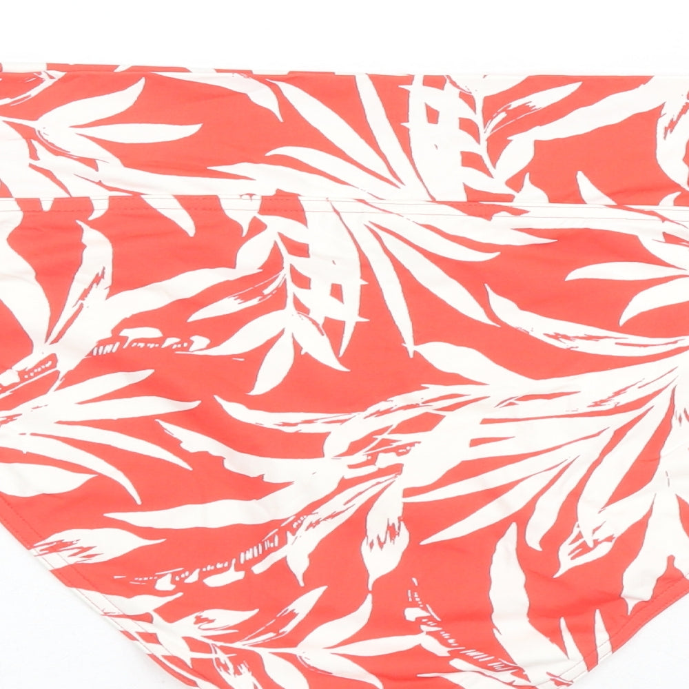 Marks and Spencer Womens Red Geometric Polyamide Swim Bottom Size 18 - Leaves Print