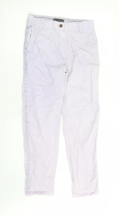 Marks and Spencer Womens Purple Cotton Chino Trousers Size 6 L27 in Regular Zip
