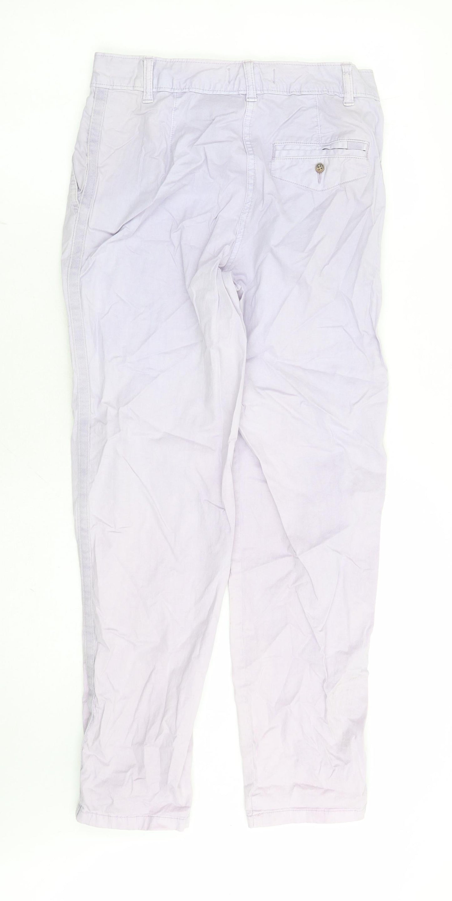 Marks and Spencer Womens Purple Cotton Chino Trousers Size 6 L27 in Regular Zip