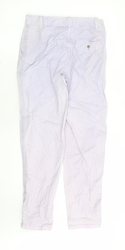 Marks and Spencer Womens Purple Cotton Chino Trousers Size 6 L27 in Regular Zip