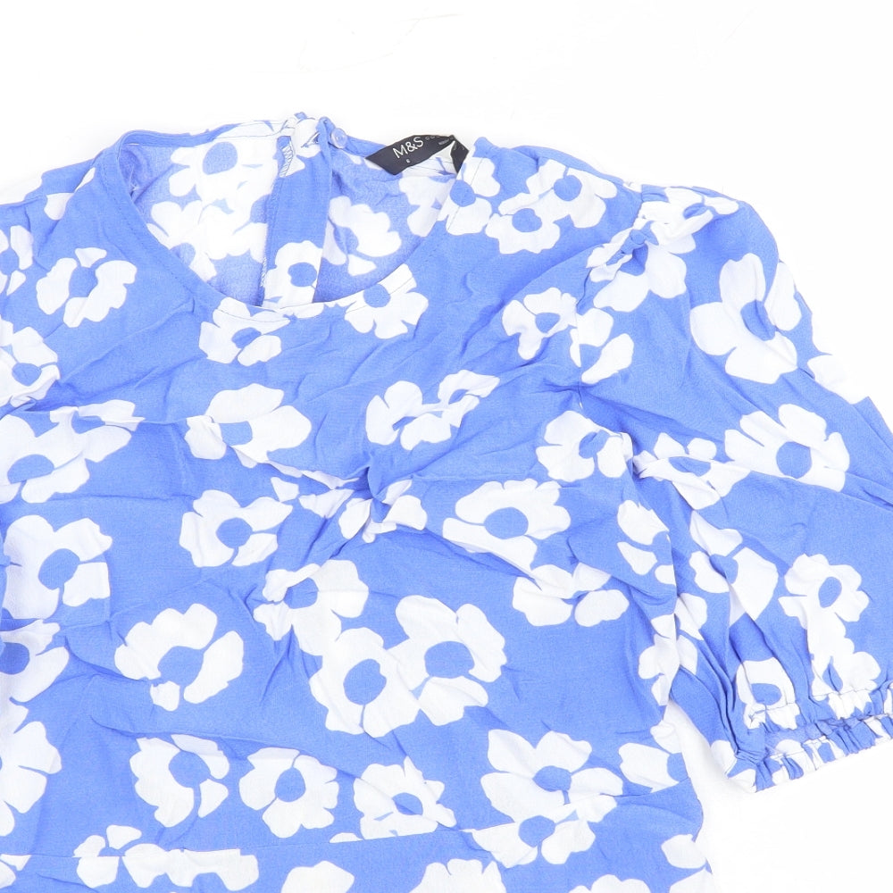 Womens UK Size 6 Marks and Spencer Blue Basic Blouse