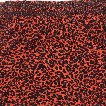 Marks and Spencer Womens Red Animal Print Viscose Swing Skirt Size 12 - Elasticated Waist Leopard Print