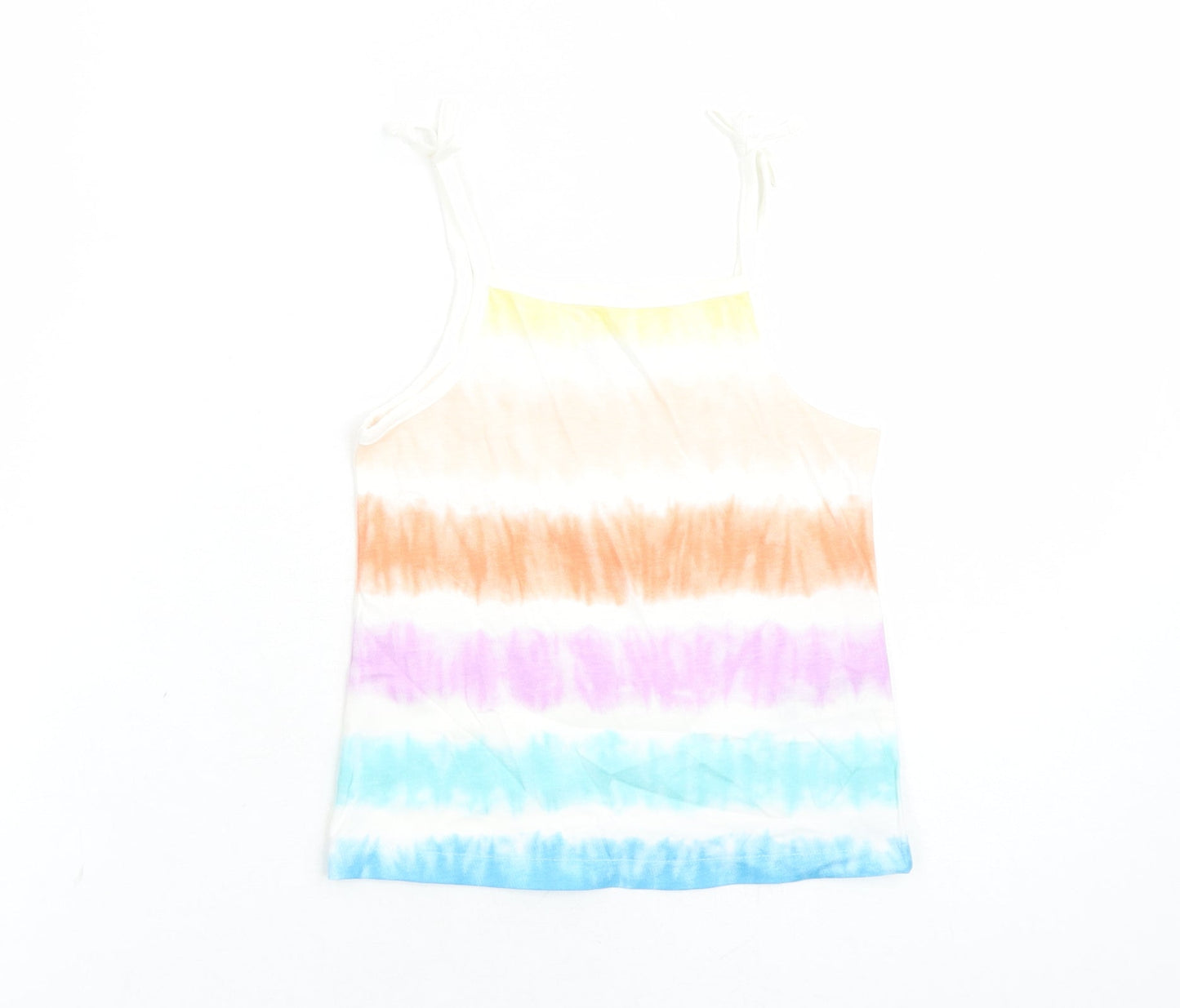 Marks and Spencer Girls Multicoloured Cotton Camisole Tank Size 4-5 Years Square Neck Tie - Tie Dye Effect