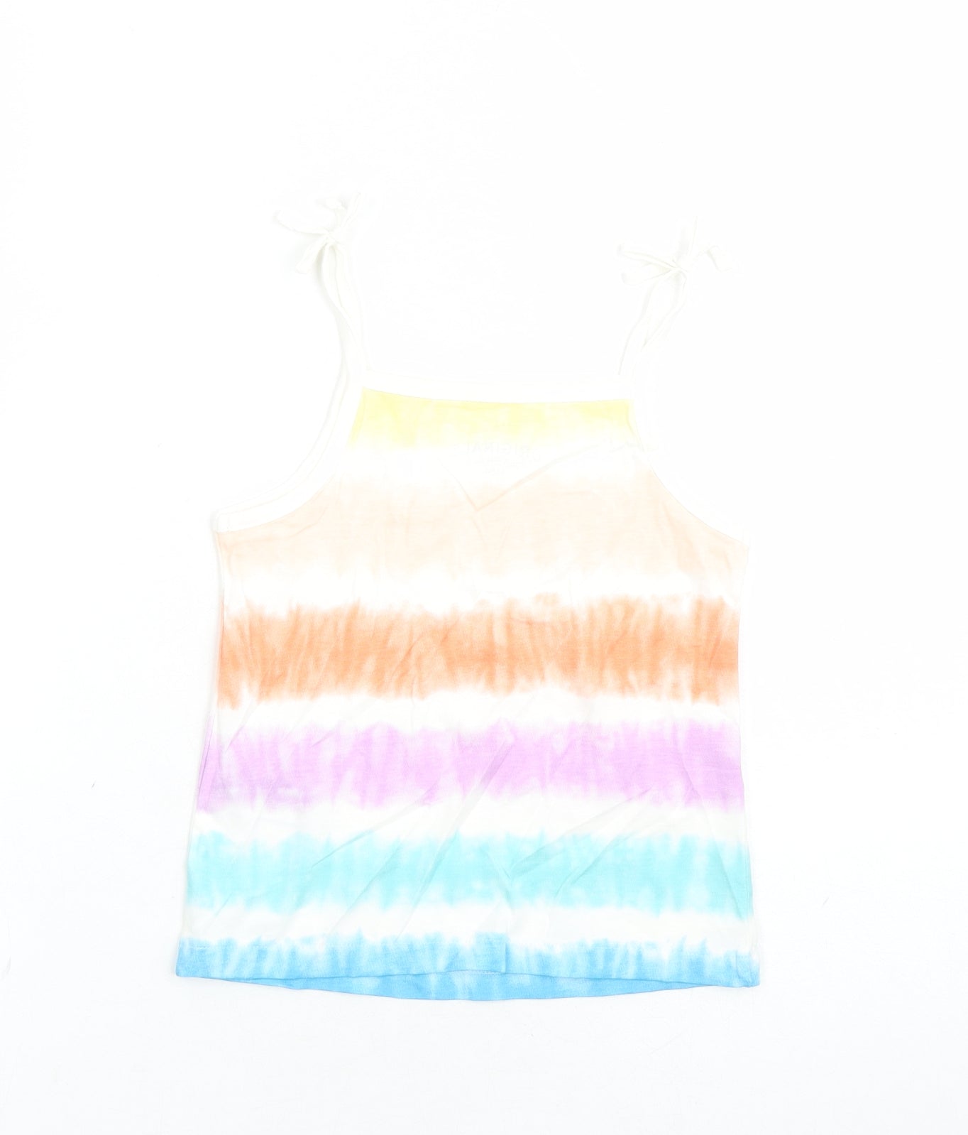 Marks and Spencer Girls Multicoloured Cotton Camisole Tank Size 4-5 Years Square Neck Tie - Tie Dye Effect