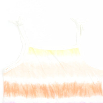 Marks and Spencer Girls Multicoloured Cotton Camisole Tank Size 4-5 Years Square Neck Tie - Tie Dye Effect
