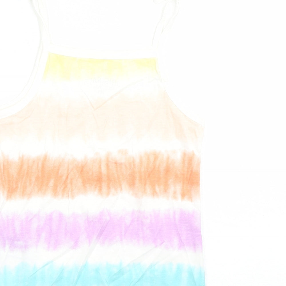 Marks and Spencer Girls Multicoloured Cotton Camisole Tank Size 4-5 Years Square Neck Tie - Tie Dye Effect