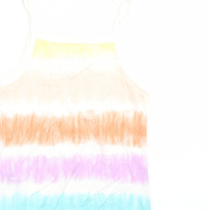 Marks and Spencer Girls Multicoloured Cotton Camisole Tank Size 4-5 Years Square Neck Tie - Tie Dye Effect