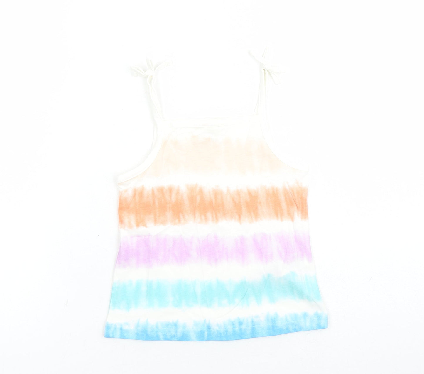 Marks and Spencer Girls Multicoloured Cotton Camisole Tank Size 3-4 Years Square Neck Tie - Tie Dye Effect