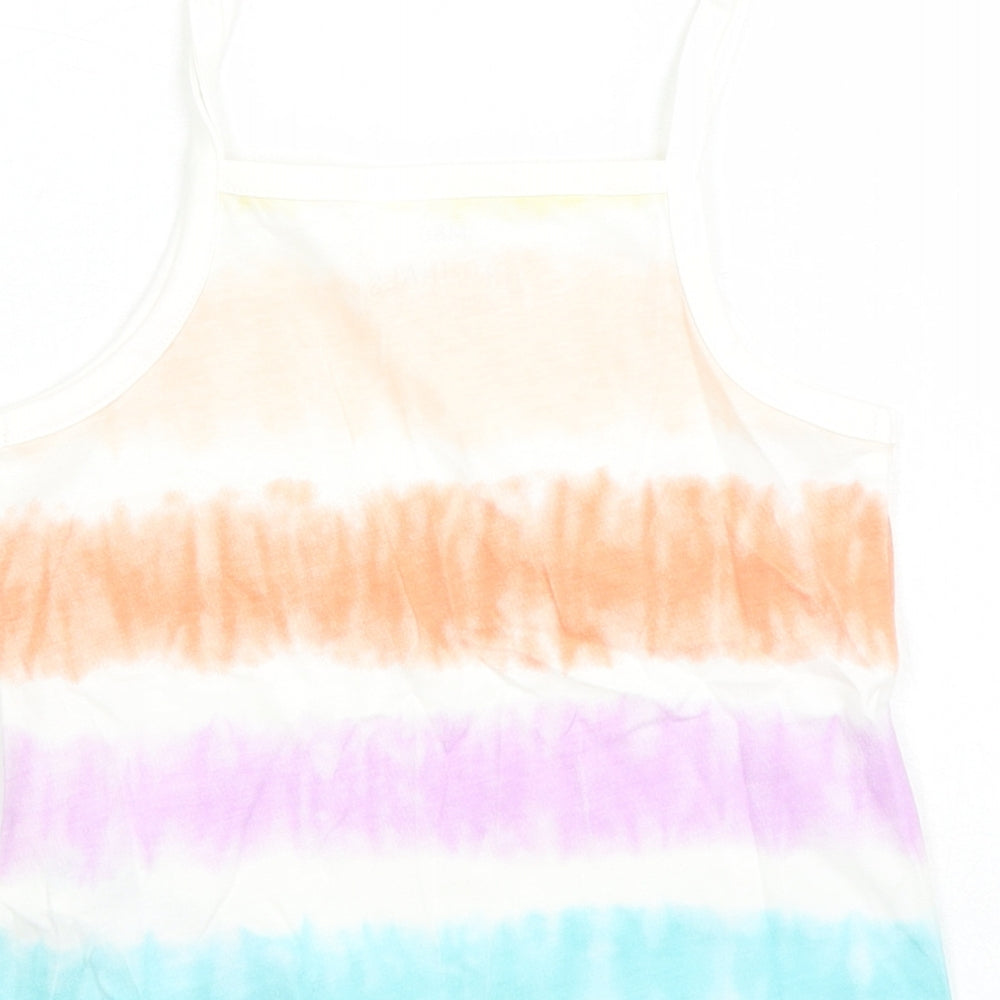 Marks and Spencer Girls Multicoloured Cotton Camisole Tank Size 3-4 Years Square Neck Tie - Tie Dye Effect