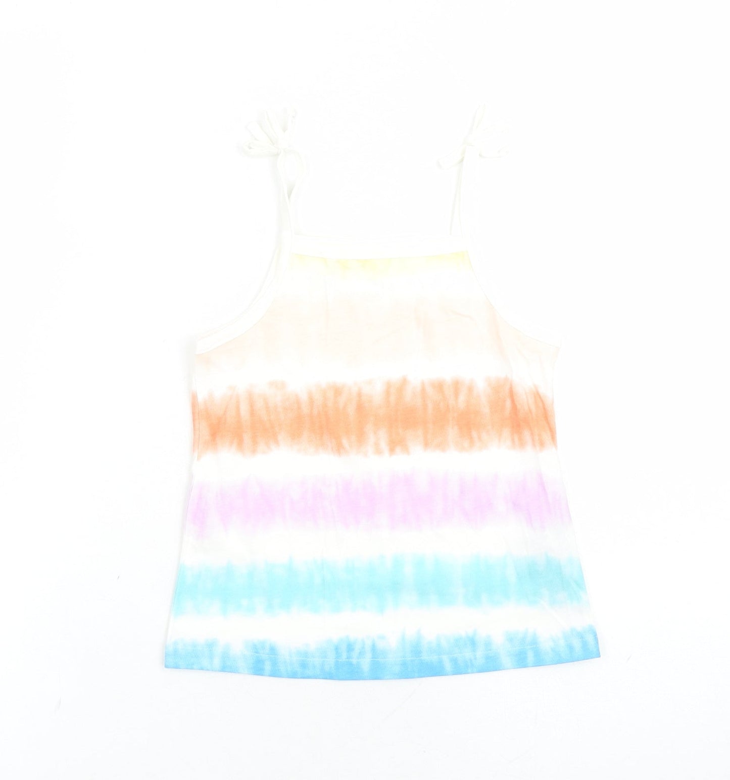 Marks and Spencer Girls Multicoloured Cotton Camisole Tank Size 4-5 Years Square Neck Tie - Tie Dye Effect