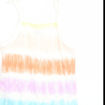 Marks and Spencer Girls Multicoloured Cotton Camisole Tank Size 4-5 Years Square Neck Tie - Tie Dye Effect